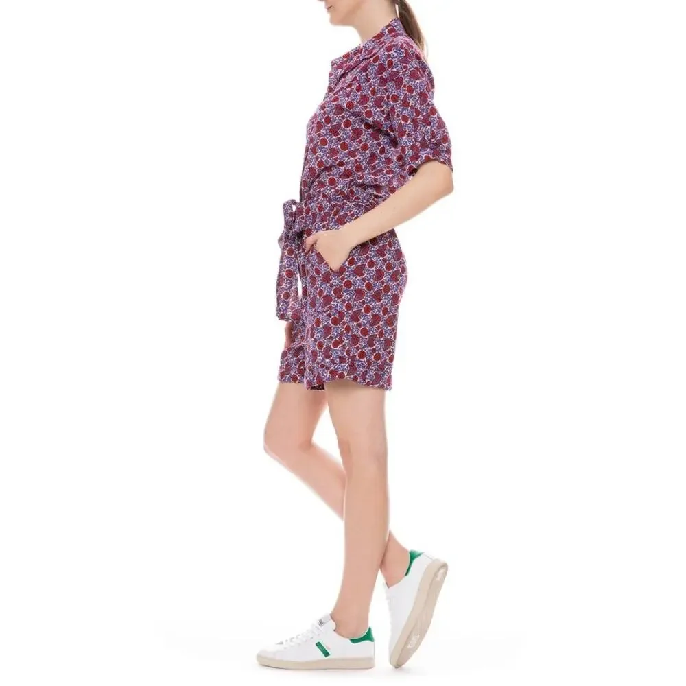 XIRENA Grady Romper Size XS White Blue Red‎ Floral Paisley Lightweight Casual